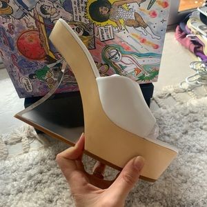 Jeffrey Campbell white pumps clear heel size 10